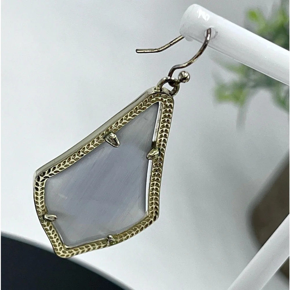 Kendra Scott Alex Slate‎ Cat’s Eye 14K Gold Plated French Wire Earrings